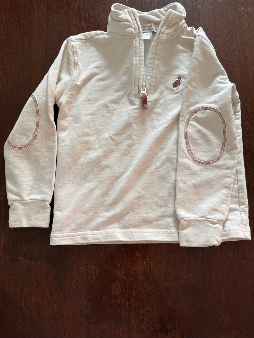 The Beaufort Bonnet Company Cream Quarter-Zip Pullover with Brown Accent